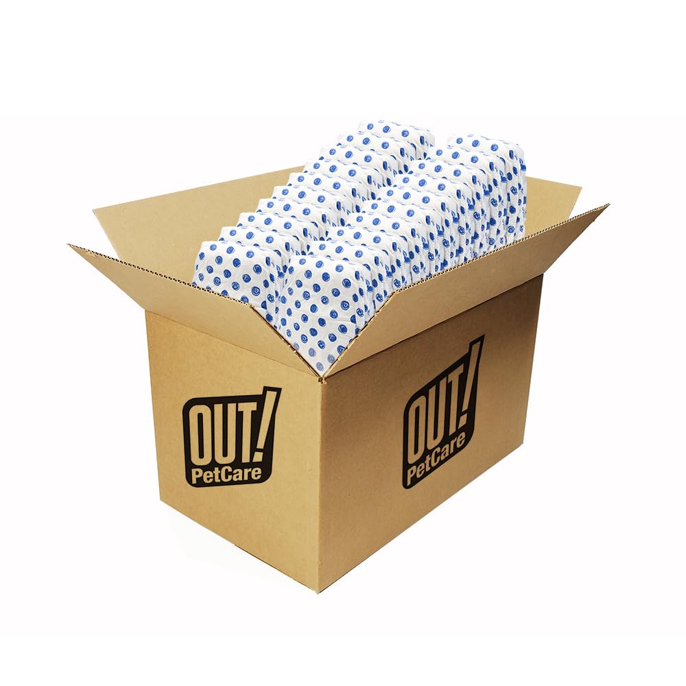 Out! PetCare Disposable Male Dog Wraps, Puppy Pee Wraps, Belly Bands for Dogs, Leak Proof, Wetness Indicator, Puppy and Doggie Diaper for Peeing, XS/