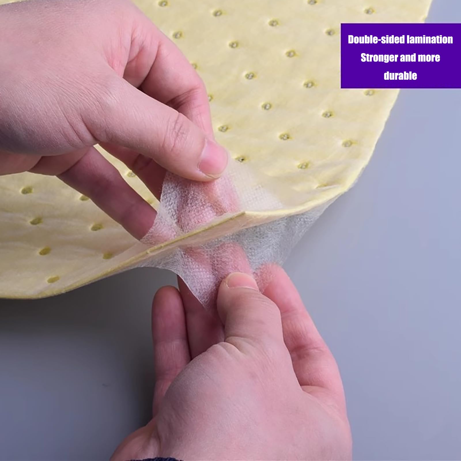 Almohadillas absorbentes de aceite, Almohadillas absorbentes de aceite, agua, ácidos y álcalis, paquete de 50/100, 40 x 50 cm y rollo de 0,4 x 50 m, amarillas, varios tamaños de 2 mm y 4 mm.(Pad/2mm,5