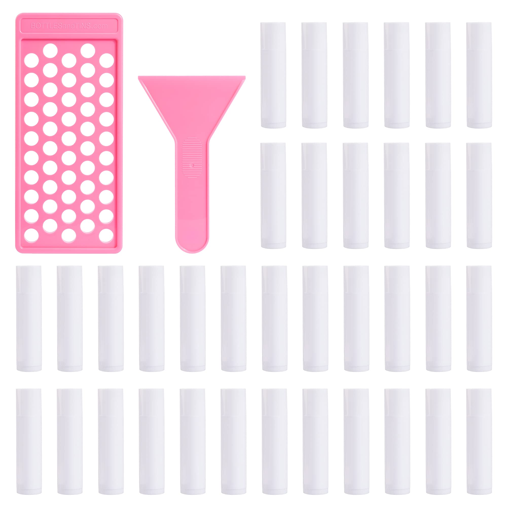 RONRONS Lip Balm Crafting Kit, Professional Lipsticks Filling Tray and Spatula with 50 Pieces Lip Balm Tubes with Twist Caps, DIY Lip Care Balms Making for Valentine's Day Christmas Gifts Business