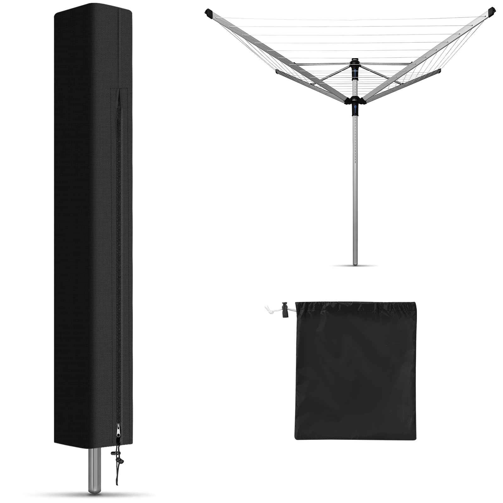 KHAMAL Rotary Washing Line Cover - 420D Oxford Fabric Waterproof Washing Line Cover with Zips and Drawstring for Dryer Rotary Line