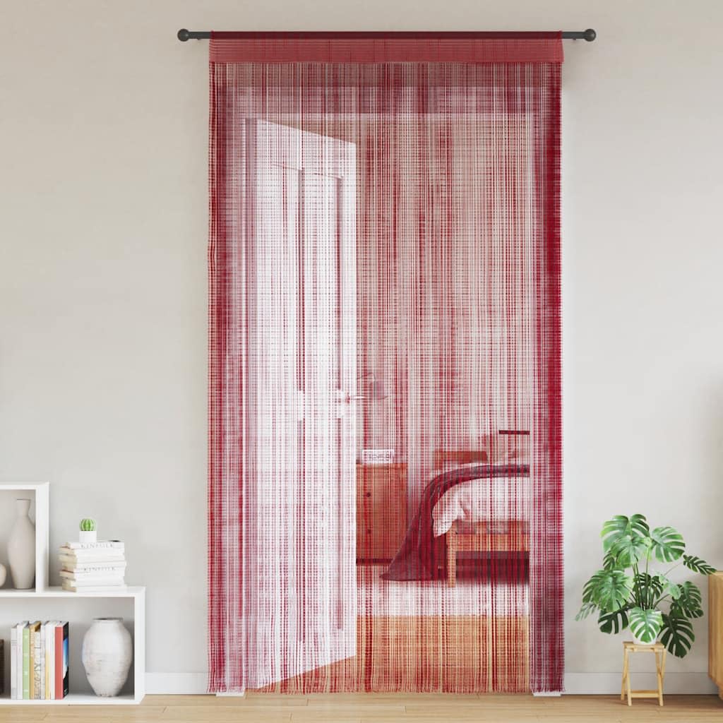 Rideau à fils 140x250 cm décoration fenêtre séparateur pièce bordeaux lot de 2