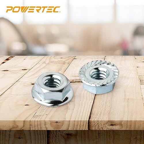 Miniatura 5 de POWERTEC QLN1201 Tuercas de bloqueo hexagonal de brida dentada (M8) | Sujetadores chapados en zinc de acero al carbono de primera calidad – Paquete
