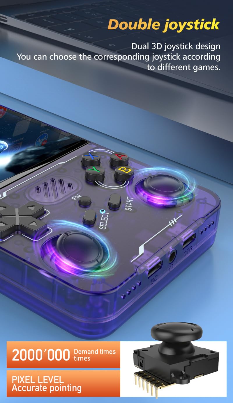R36XX Console de jeu portable rétro avec écran IPS 64 G 3,5 pouces intégré plus de 20 000 jeux classiques Système Linux Open Source Lecteur vidéo de poche portable avec batterie de R36XX Console de jeu portable rétro avec écran IPS 64 G 3,5 pouces intégré plus de 20 000 jeux classiques Système Linux Open Source Lecteur vidéo de poche portable avec batterie de