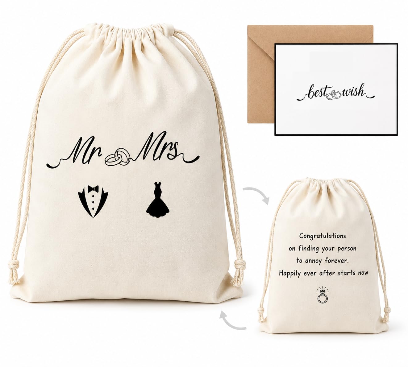 40x30cm Wedding Gift Bag with Card, Engagement Gift for Bride and Groom