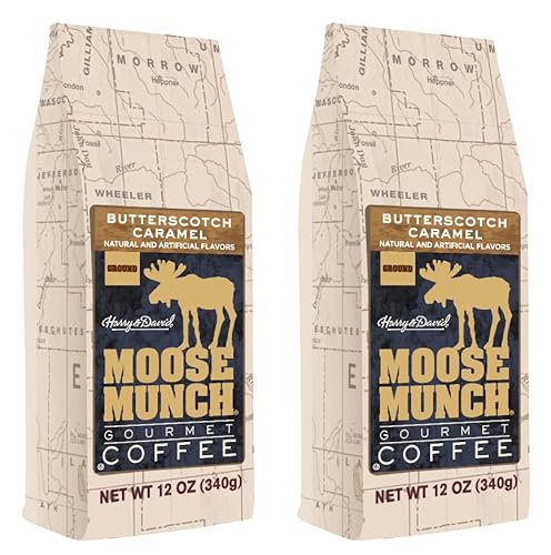 Moose Munch Butterscotch Caramel Ground Coffee – 2 Pack, 12
