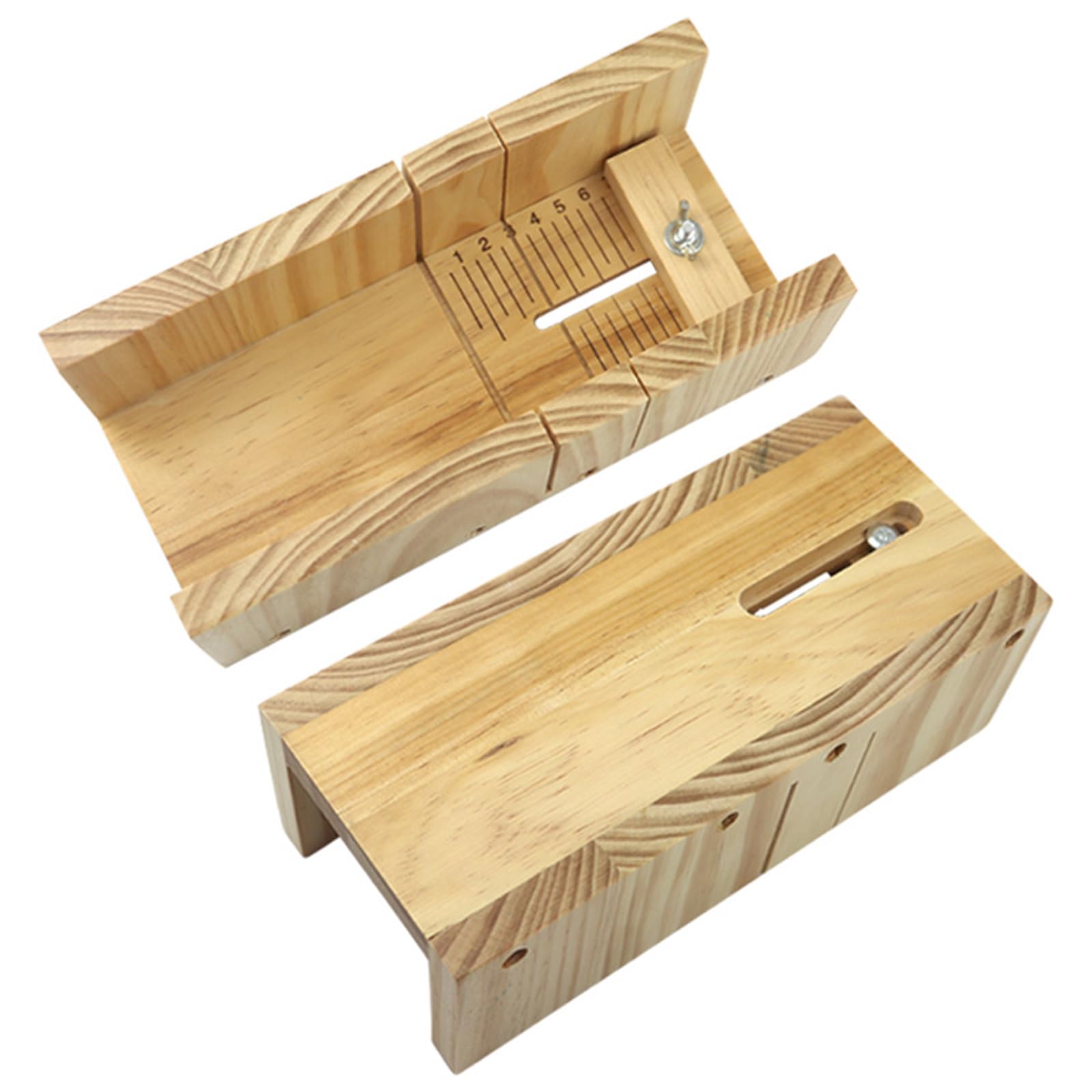 ZOENHOU Lot de 7 moules à savon rectangulaires en silicone avec trancheuse ondulée en acier inoxydable et trancheuse droite, kit de fabrication de savon rectangulaire en silicone avec boîte en bois