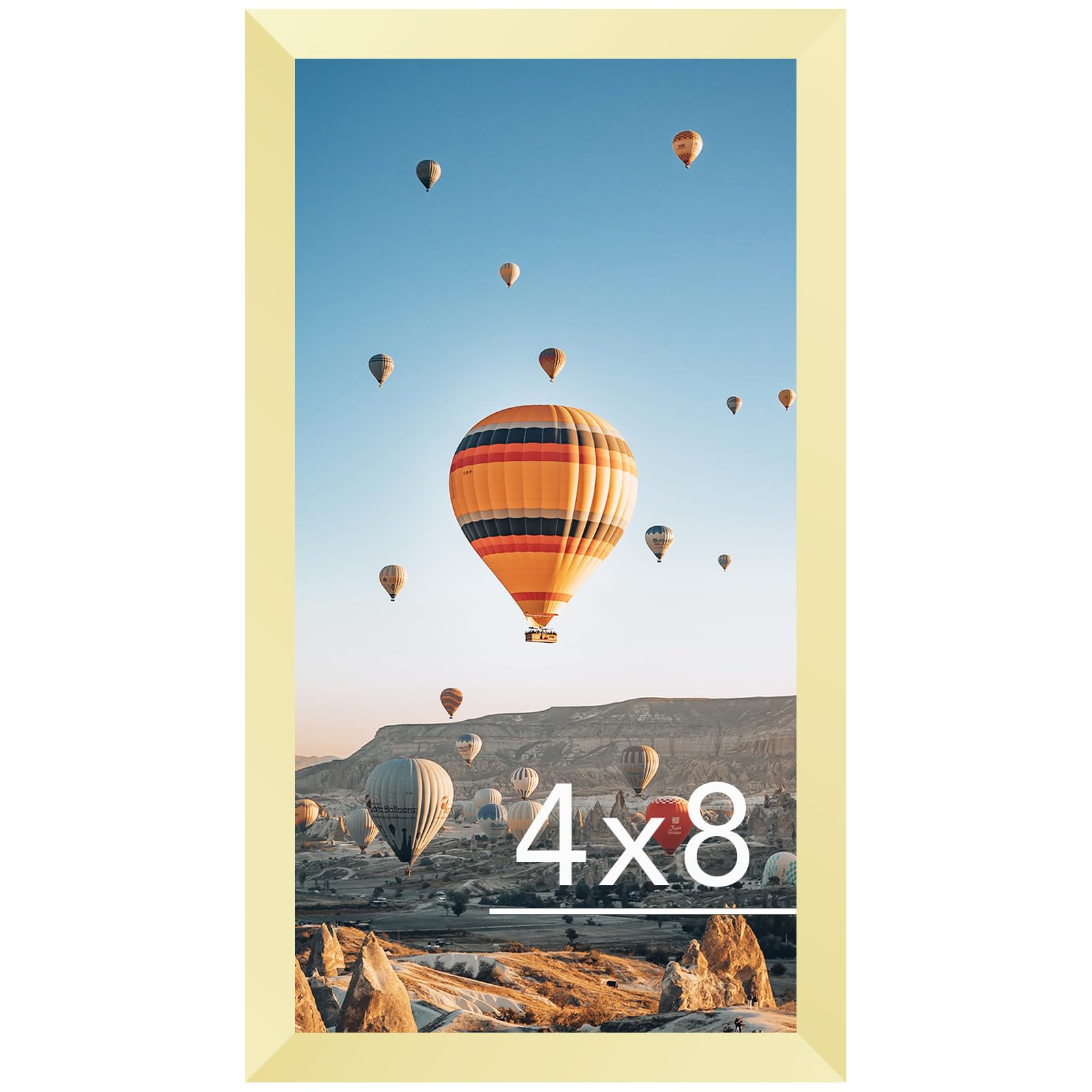 JCJMY 4x8 Picture Frame Gold for Wall Hanging or Tabletop, Wall Mounting Horizontally or Vertically, 4 x 8 Wall Gallery Poster Photo Frame with Shatter Resistant Plexiglass, Gold