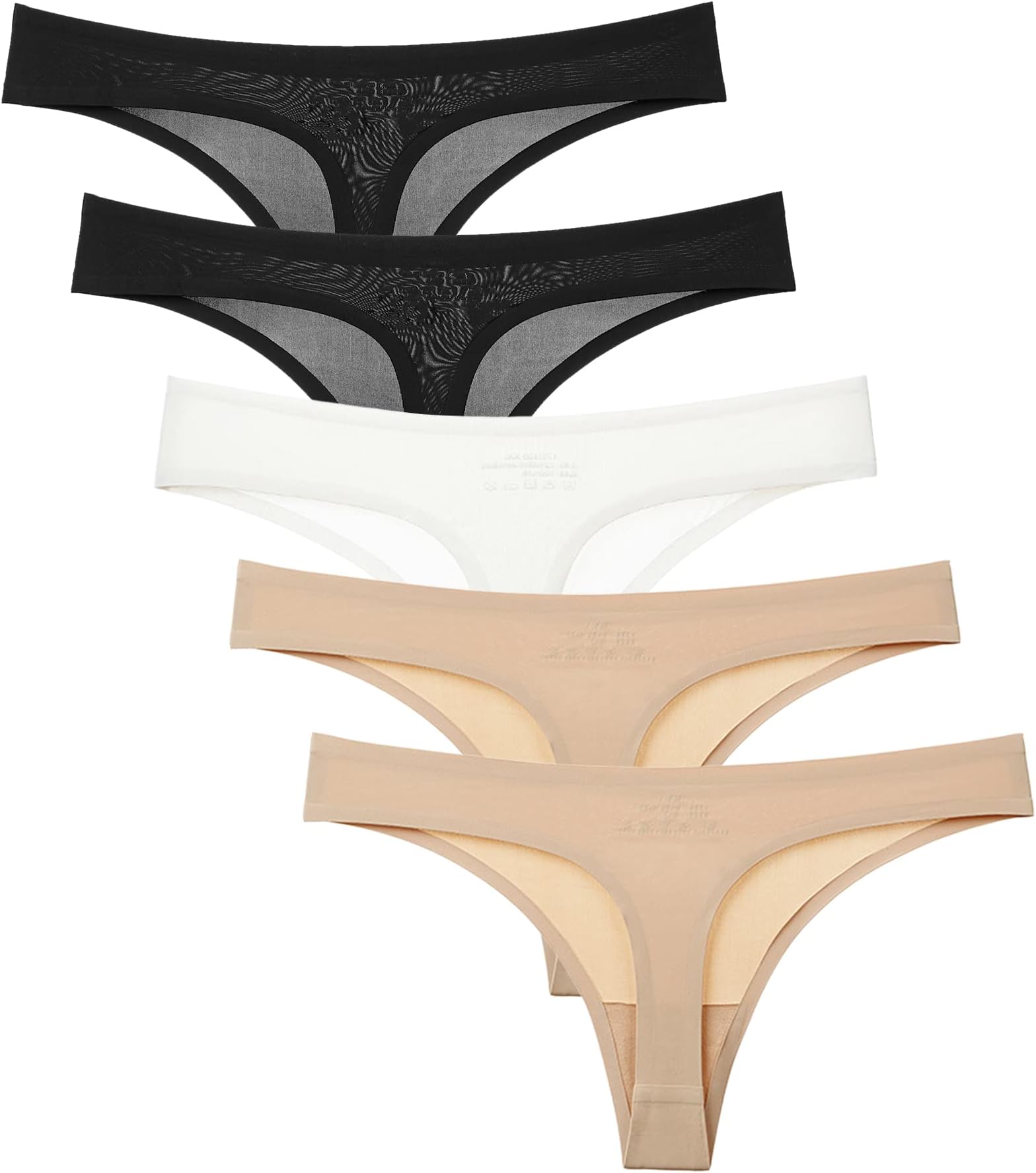 Teen Girls Seamless Underwear Thongs Low Rise No Show Panties 5-Pack