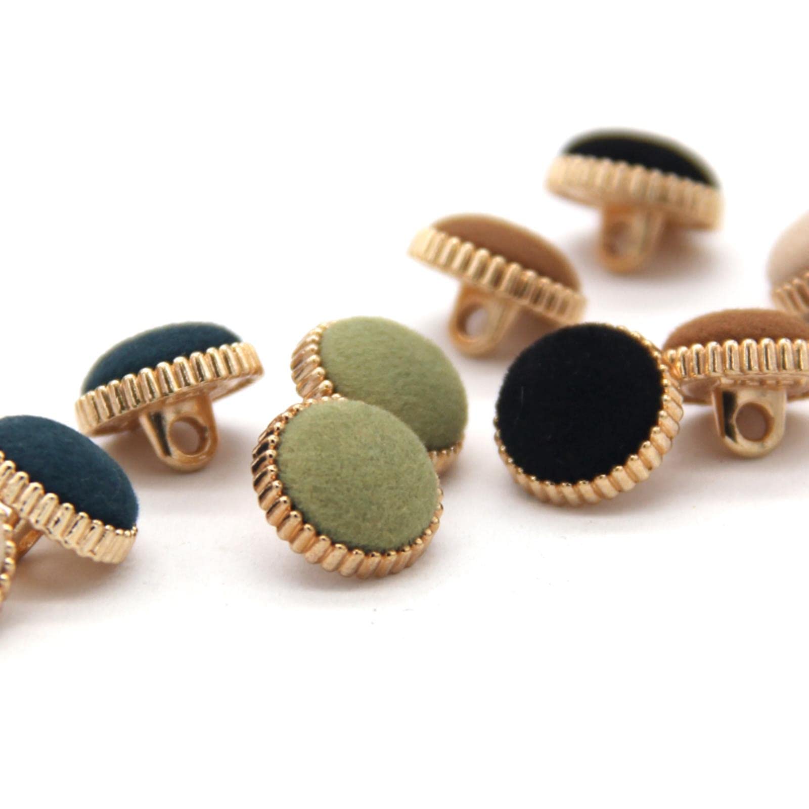 Pikolak, Guziki, 6 szt. 13mm tweedowa tkanina pokryta metalowym chwytem guziki do sukienki na ubrania koszula bluzka dekoracje DIY akcesoria szycia-czarny(Beige)