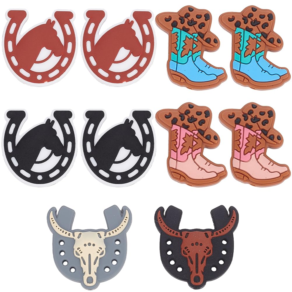 Cuentas focales de silicona de herraduras y botas vaqueras para hacer joyas y manualidades DIY