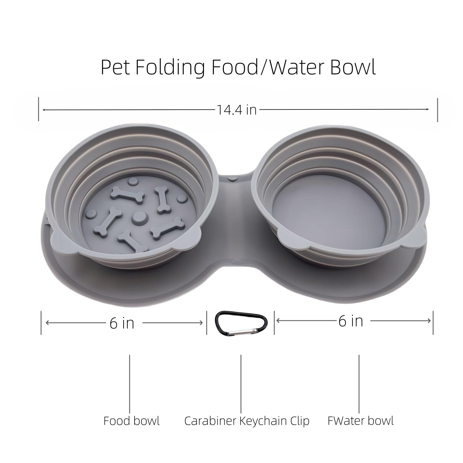 Artigree Foldable Pet Bowl, Silicone Outdoor Feeder Dish, Camping Expandale Food and Water Bowl for Dogs or Cats, Traveling Pet Feeding Watering Dish with Carabiners