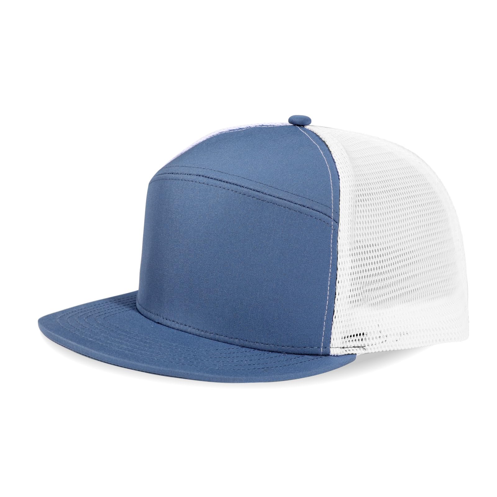 Oversize XXL Blank Flatbill Mesh Snapback Cap for Big Head 23.6"-25.6" Extra Large 6 Panel Camper Style Hat Baseball Cap