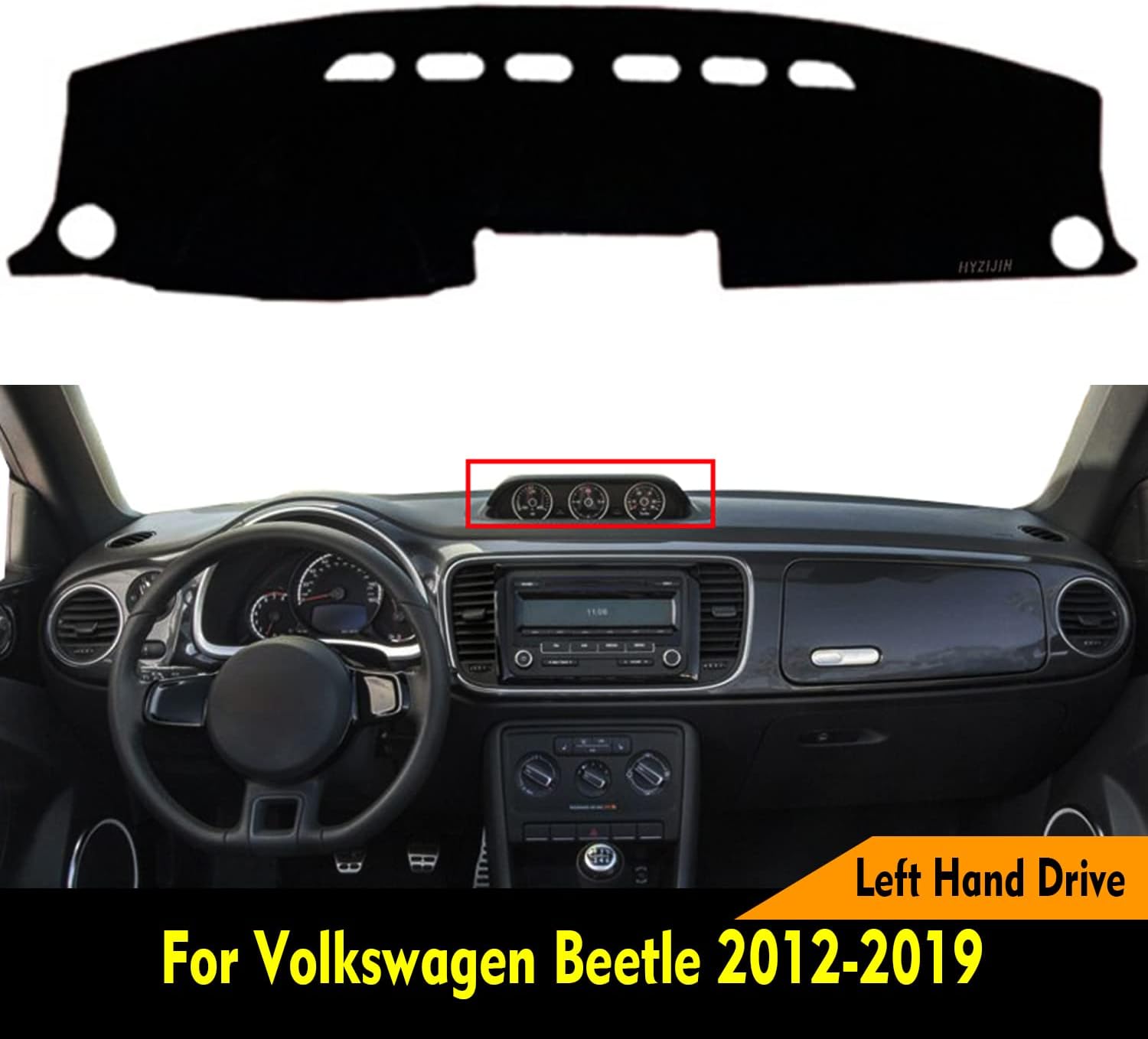 Car Dashboard Dash Board Cover Mat Carpet Compatible for Volkswagen Beetle 2012-2019 Left Hand Drive