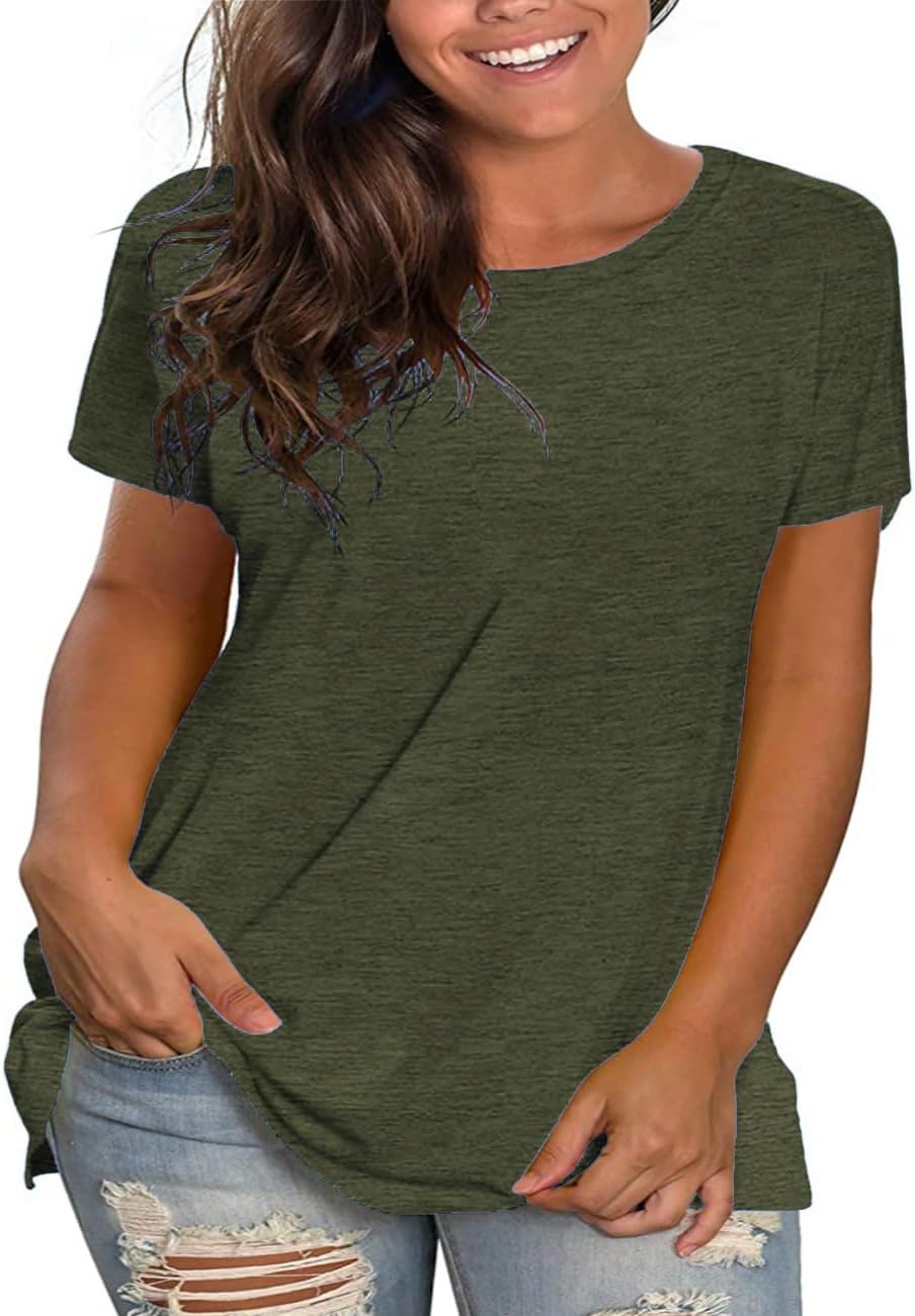 Plus Size Summer T Shirts Women Tops Short Sleeve Round Neck Casual Loose Fit Tee Tshirts Tunic - Image 2