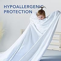 Vista 2 de LUCiE Protector de colchón transpirable – Algodón, estilo sábana bajera, impermeable, hipoalergénico, sin ruido, bolsillo profundo para hasta 14