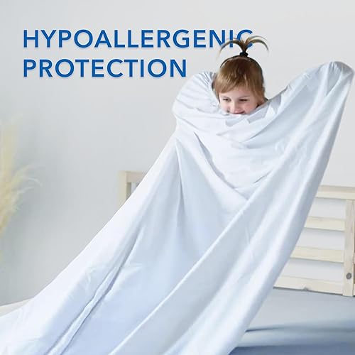 Miniatura 2 de LUCiE Protector de colchón transpirable  Algodón, estilo sábana bajera, impermeable, hipoalergénico, sin ruido, bolsillo profundo para hasta 14