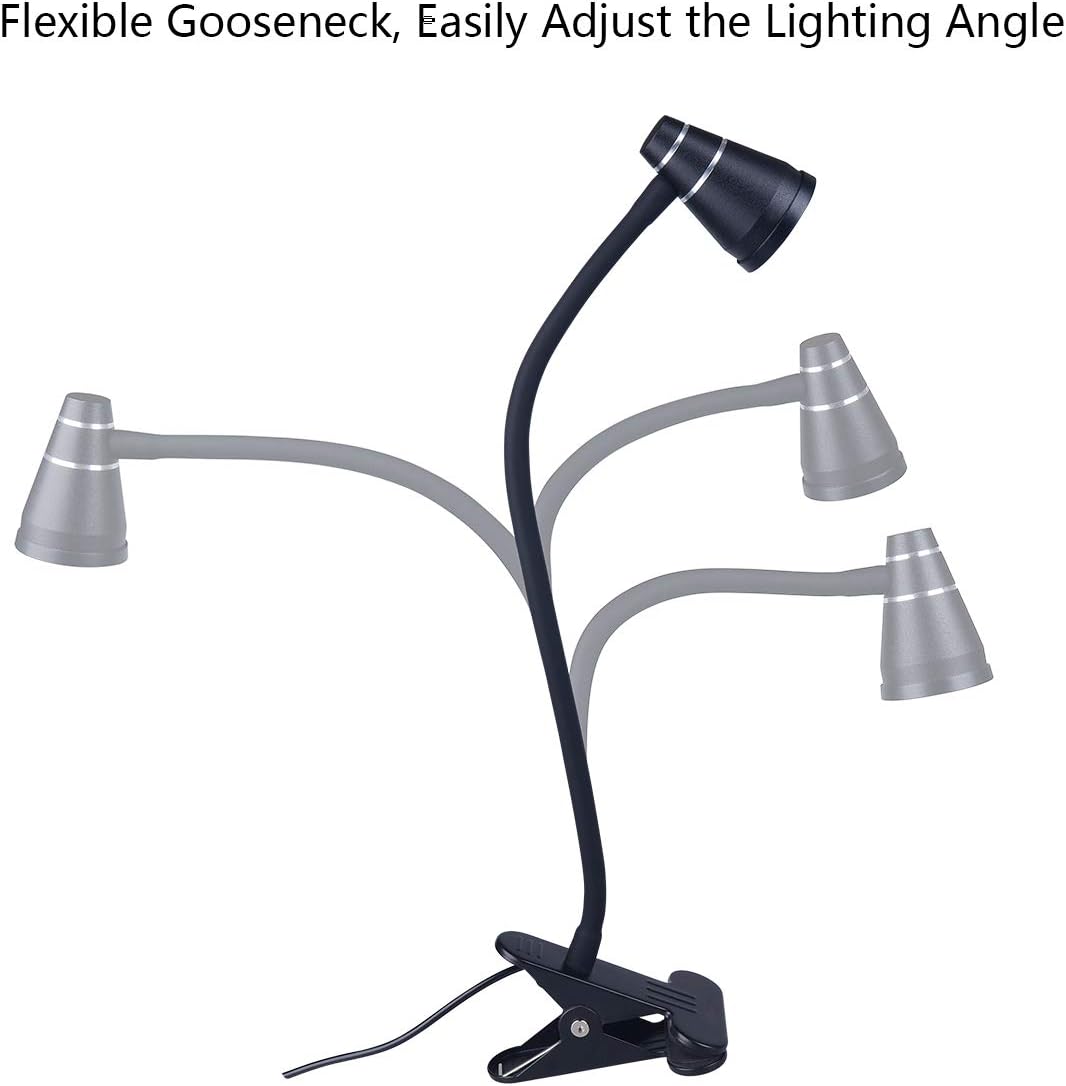 CeSunlight LED Clip Desk Lamp, Headboard Light with Strong Clamp, Bed Reading Light with 3000k-6500K Adjustable Color Temperature Options for Brighter Illumination (Black)