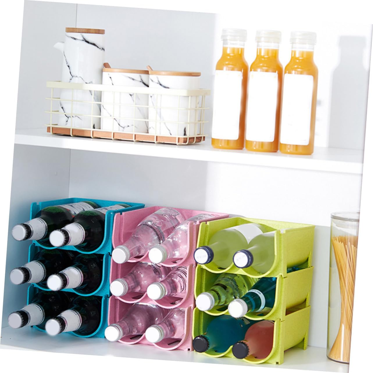 Stackable Beer Bottle Rack 3pcs Non-skid Fall Drink Box Storage Container Refrigerator Organizer Drinks