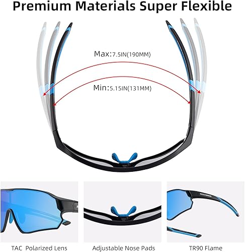 Miniatura 4 de ROCKBROS Lentes de sol polarizados para niños, gafas de sol deportivas para ciclismo, protección UV400 para jóvenes, niños y niñas de 8 a 14 años
