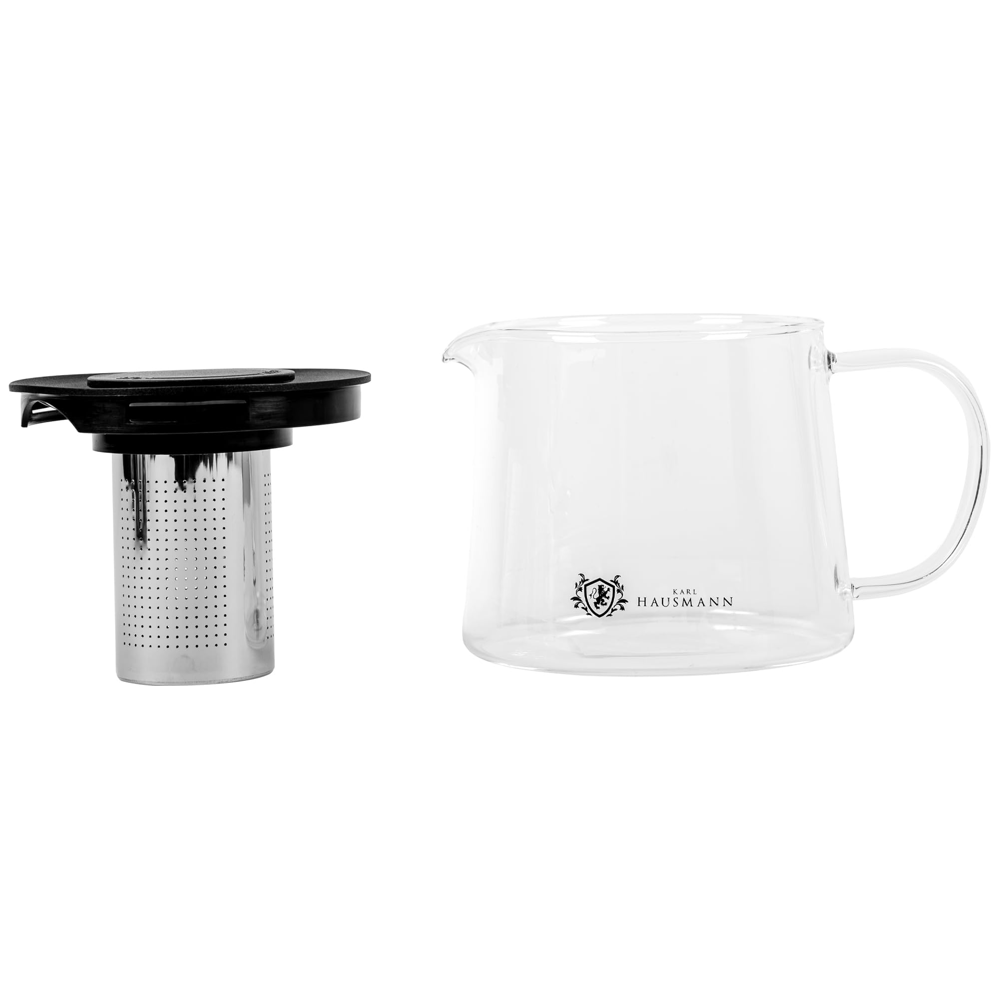 KARL HAUSMANN Teiera in Vetro 1L con Infusore - Tisaniera per Fornelli (gas, vetroceramica, elettrico) | Infusione Diretta, Beccuccio Antigoccia,Lavabile in Lavastoviglie