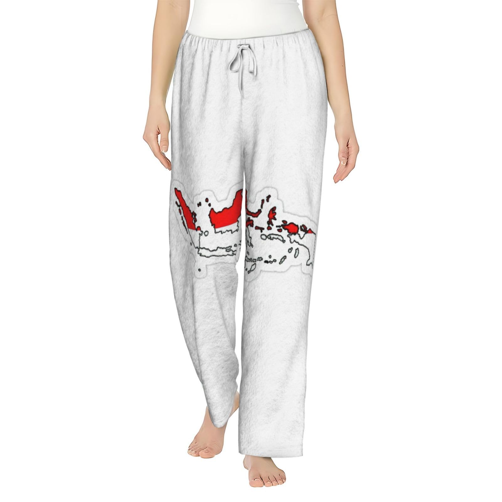 Damen-Schlafanzughose mit indonesischer Flagge, Flanell, Weihnachts-Pyjamahose, warm, bequem, Lounge-Schlafhose für Urlaub und Weihnachten