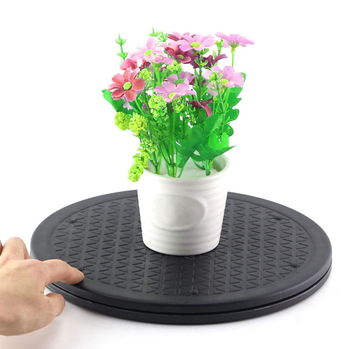 Piattaforma Roteante Supporto girevole manuale di 360 °Multiuso Giradischi con Cuscinetti Sfera in Acciaio, Superficie con Motivo a Rombi per grande schermo TV/Monitor/Piante Bonsai