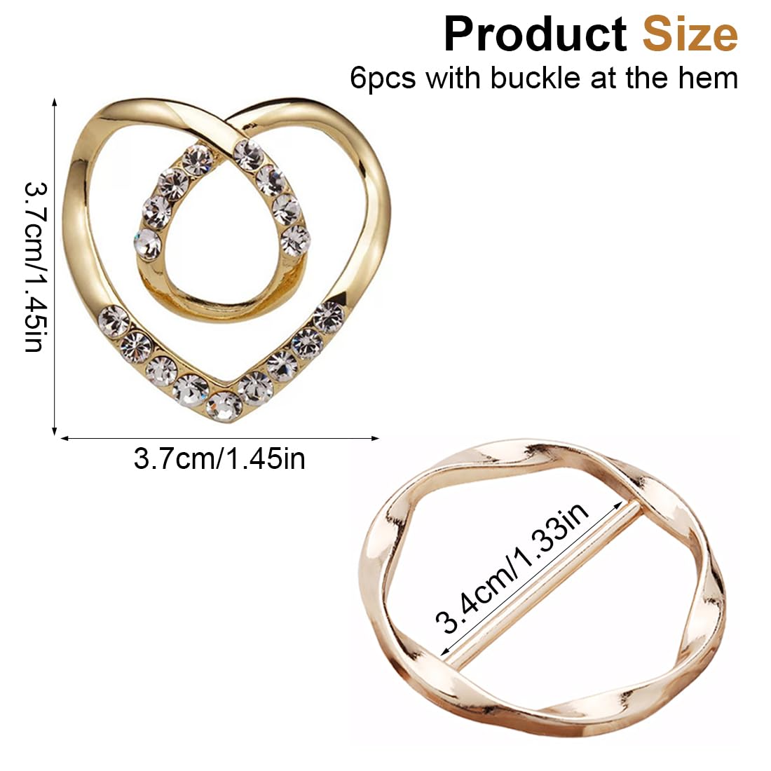 Clip de Anillo Estacionario para Camisetas Clip de Anillo de Mujer Clip de Círculo de Metal Hebilla de Moda Clip de Cintura para Corbata Clip para Bufanda Hebillas de Camiseta Juego de 6 Clips