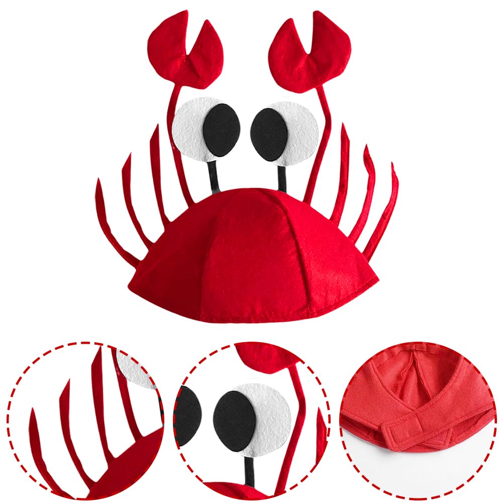 1Pcs Red Party Crab Hats,Funny Plush Hat Cartoon Halloween Hat,Adjustable Crab Hat Costume Fancy Hats for Carnival Cosplay Christmas Halloween Costume Accessories - Image 3