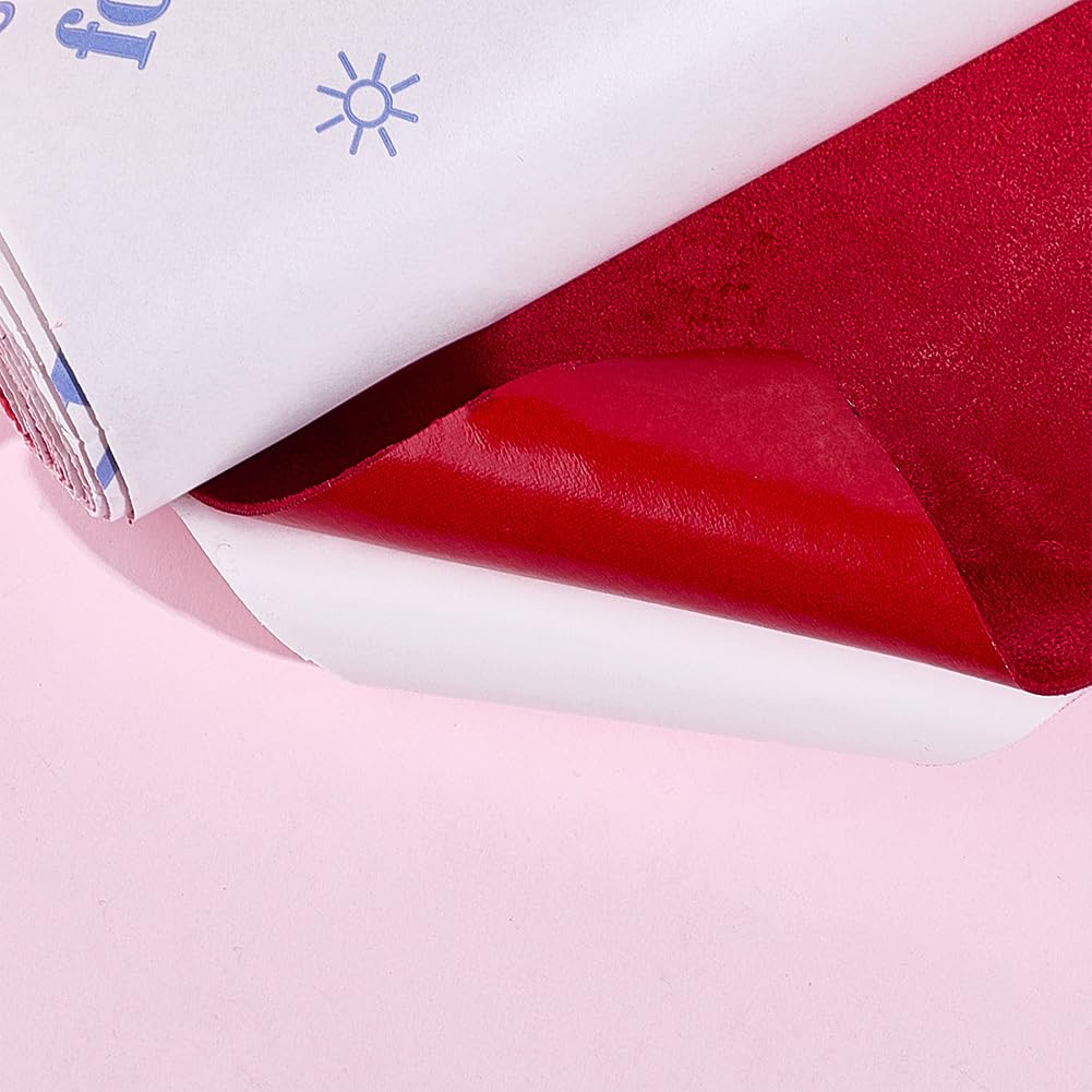 11.8" L x 59" W Suede Fabric Wrap Microfiber Fabric Self-Adhesive Suede Look for Car Interior Red Self Adhesive Film Sticker DIY Elastic Peel Stretch Film for Furniture Decor