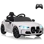 12V Toddler Electric Vehicle,Ride On Car for Kids,Sports Car with Remote Control,3 Speed,Led Light,Suspension System,3 Speeds, Two Doors for 37-83 Months,White