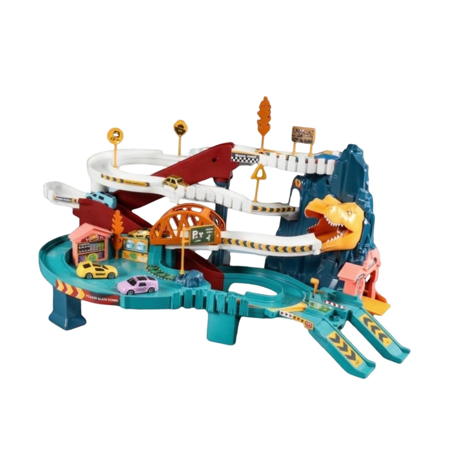 Sharplace Pista da Corsa con Mini Auto, Veicoli educativi, Set di Costruzioni, rampa per, Pista per Bambini e Bambine, Asilo Nido, Dinosauro