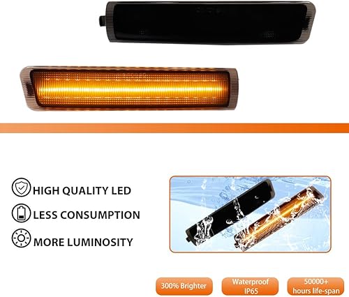 Miniatura 2 de ADIIL Lente ahumada ámbar Full LED delantero Fender Side Marker Light Conjunto de lámpara de señal de giro compatible con BMW Z3 M Coupe Roadster