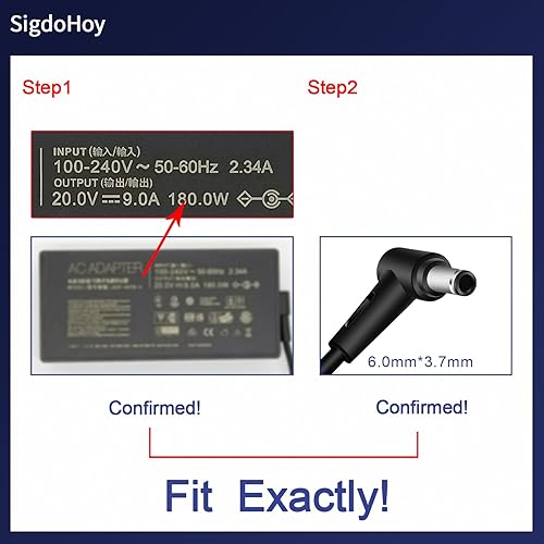 Miniatura 3 de 180W Charger Compatible with Asus Rog Zephyrus G14 GA401 G15 GA502,Tuf Gaming F15 F17 A15 A17 FX505, Zenbook Pro 14 Duo Laptop