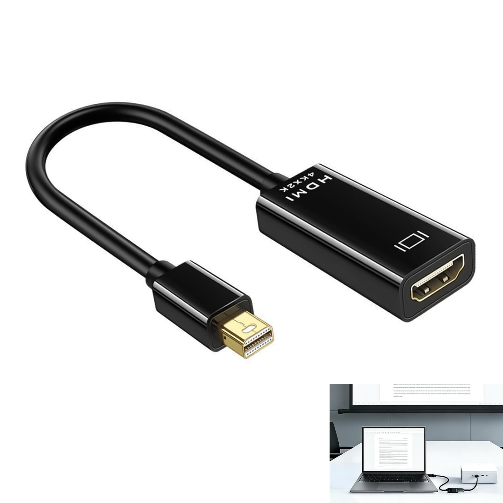 Adaptateur Mini DisplayPort vers HDMI, Adaptateur Thunderbolt vers HDMI 4K@30Hz, Compatible Thunderbolt 1/2, Sortie Audio Vidéo vers Écran TV ou Projecteur, Modes Miroir et Étendu, pour iMac Surface