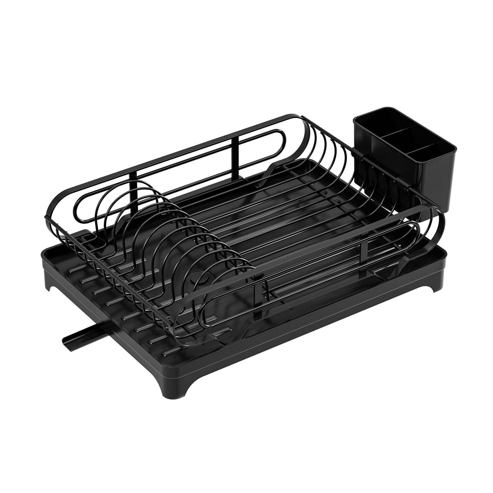 Escurridor para platos con bandeja de drenaje desmontable, organizador de vajilla con múltiples compartimentos para secado de cocina y almacenamiento diario de lavado