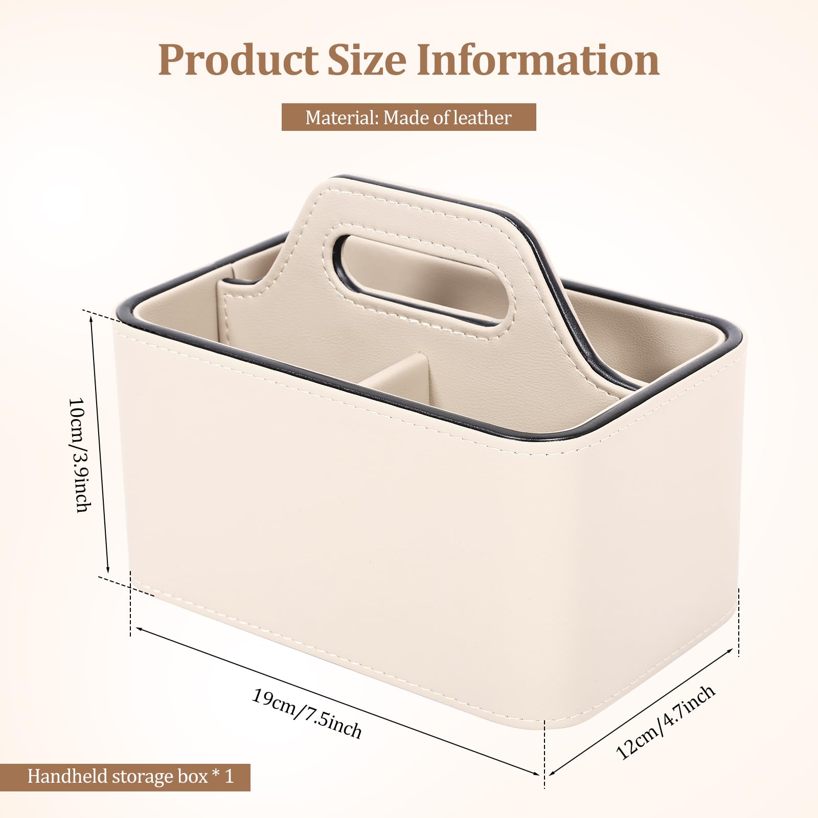 Organizador de mesita de noche con asa, 3 compartimentos de piel sintética, soporte para mando a distancia, organizador de brochas de maquillaje portátil para oficina, escuela, hogar, mesita de