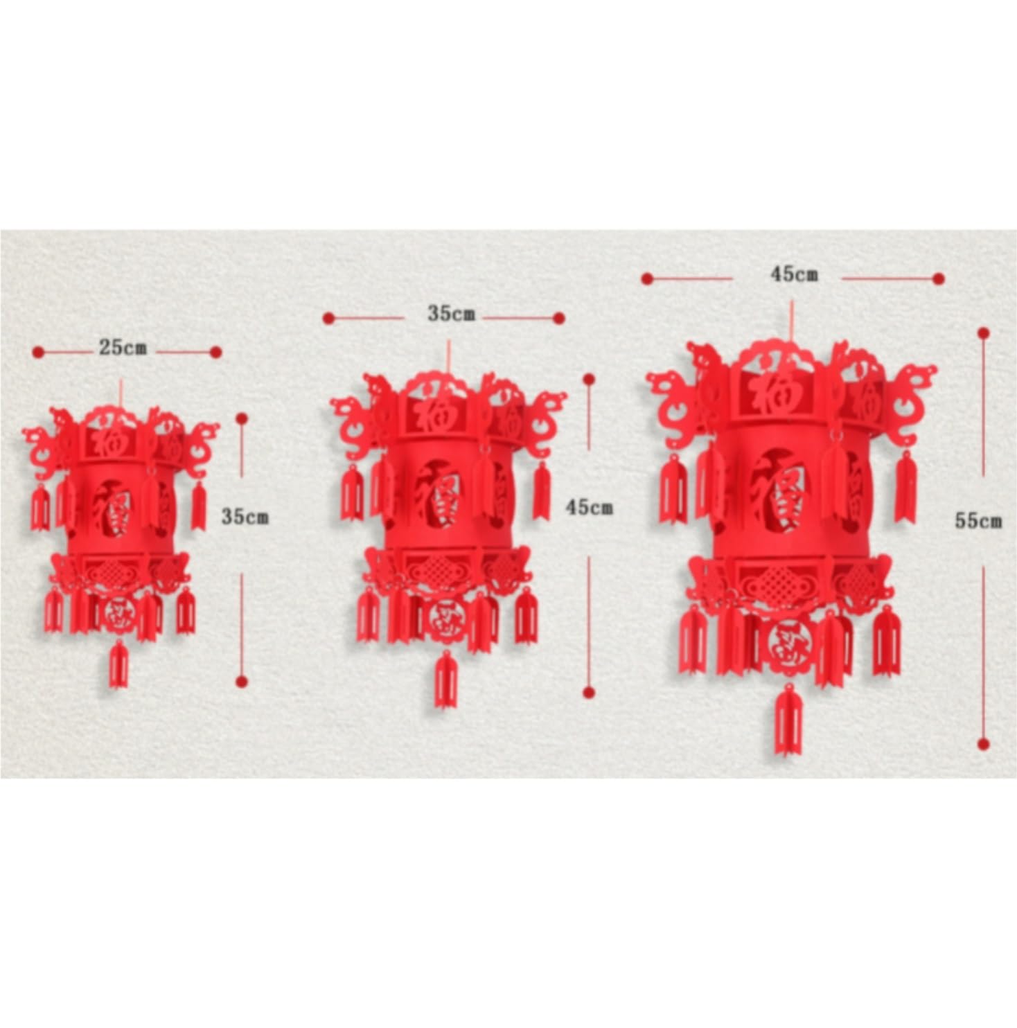 2-częściowe chińskie lampiony na Nowy Rok Wiosenny festiwal(35cm)