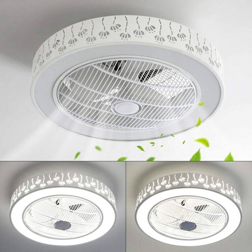 DNYSYSJ 22" Ceiling Fan with Light, Semi Flush Mount LED Lighting Fan with Remote Control Dimmable Lamp for Living Room Office 3 Speeds 3 Lighting Color 110V 5-16㎡ (Flower Fan Lamp)