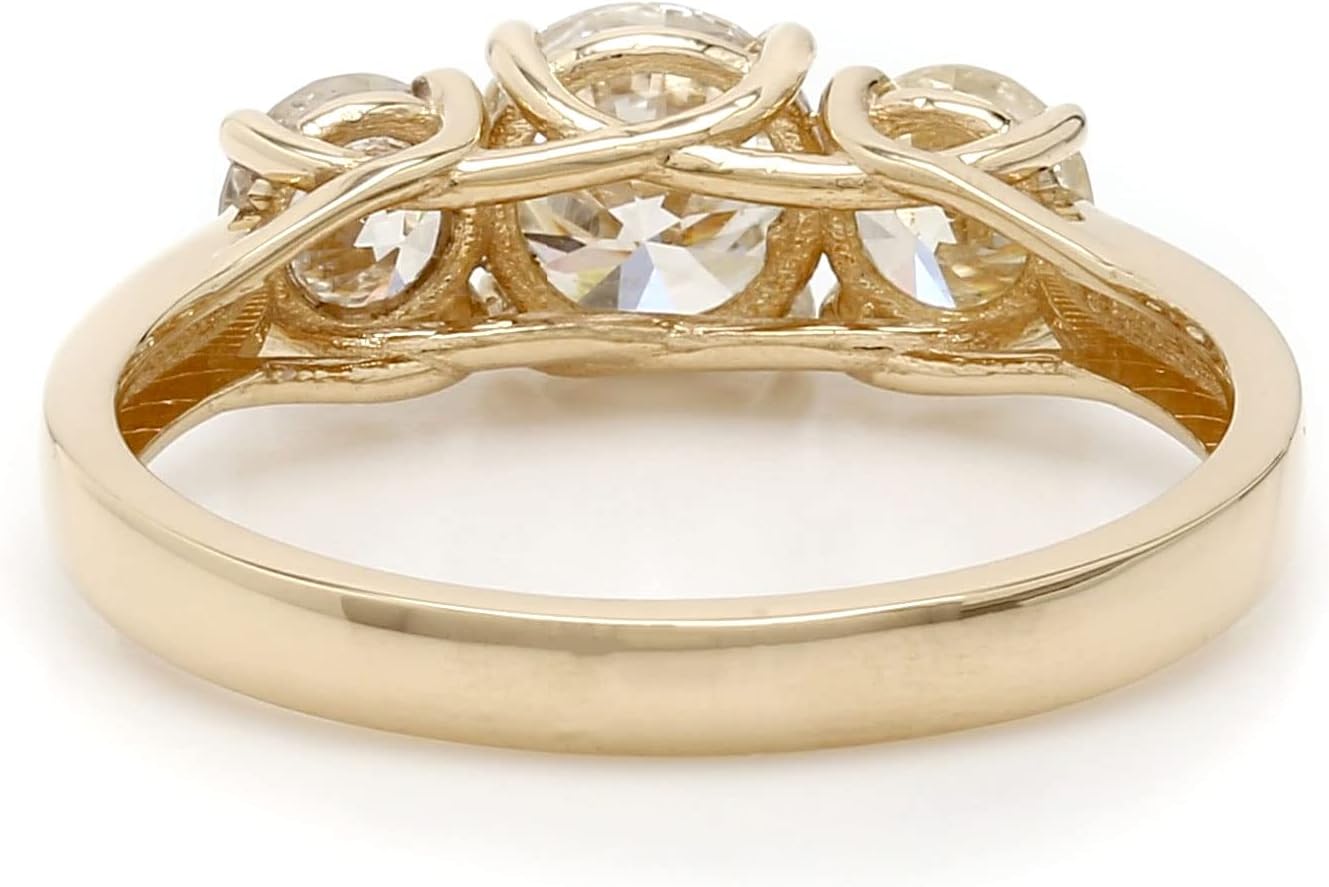 New World Diamonds 14k White Gold Lab-Grown Diamond 3 Stone Wedding Engagement Ring (1.00 cttw, I-J Color, VS2-SI1 Clarity) - Image 3