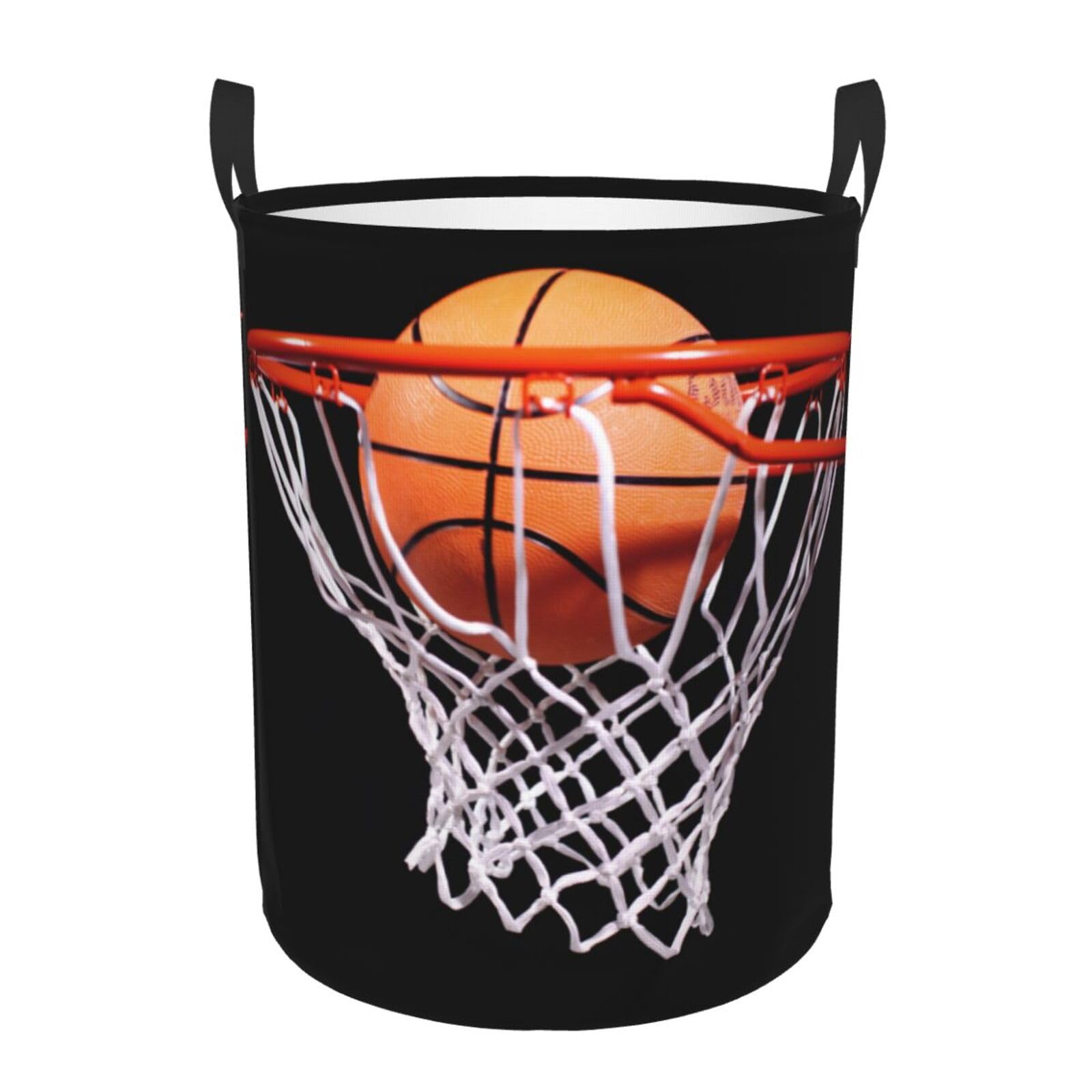 FOISIIAEA Laundry Basket Basketball in Hoop Oxford Cloth Collapsible Laundry Hamper Storage Basket with Handle for Kitchen Bedroom Living room