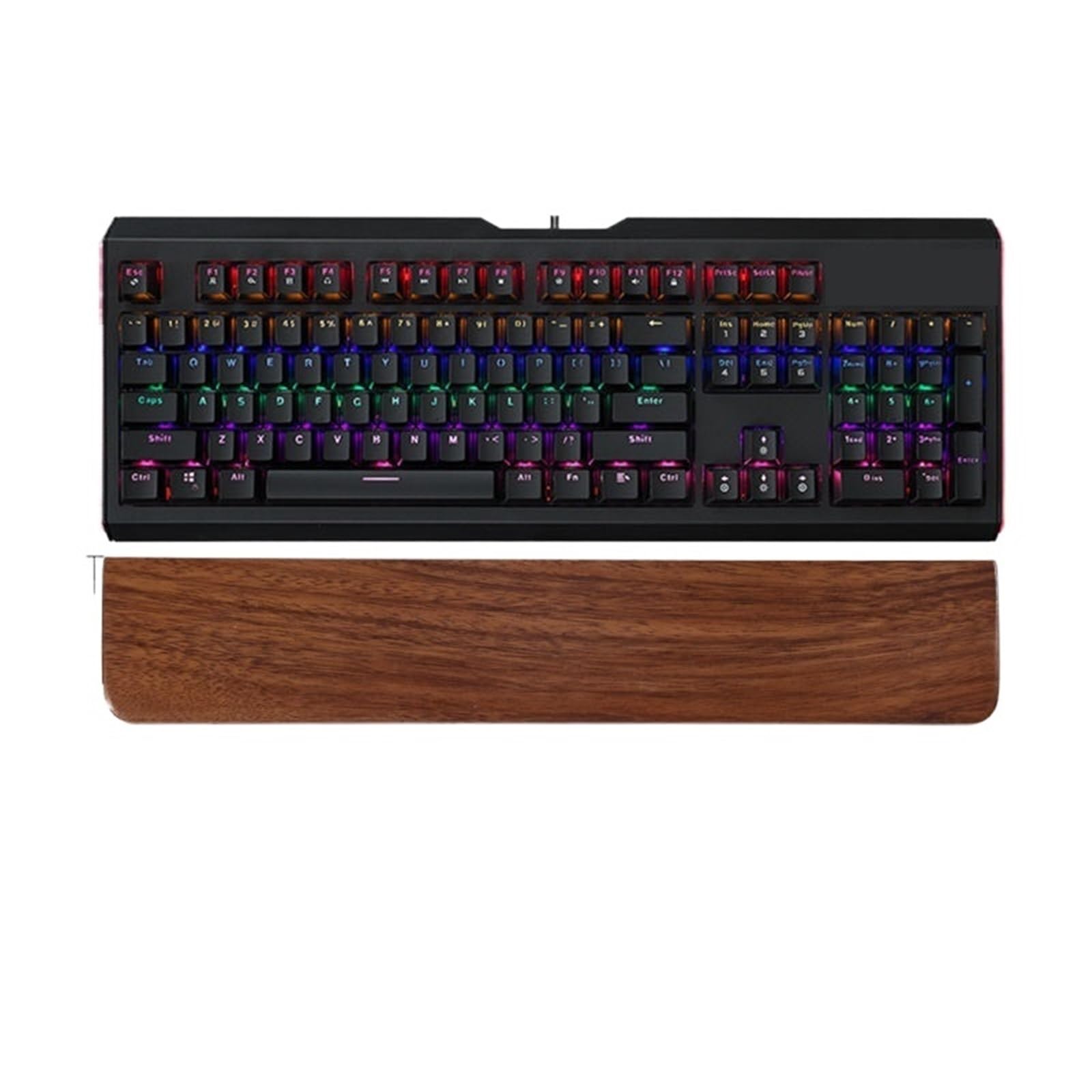 Repose Poignet Souris Clavier mécanique en bois massif avec repose-poignet et repose-paume ergonomiques, 60/68/87/98/104 touches, compatible plusieurs tailles, personnalisable(44X8CM for 104 keys)