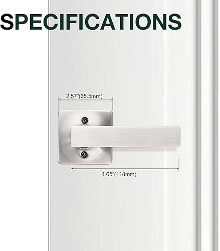 Miniatura 6 de GOBEKOR Paquete de 4 manijas de puerta de níquel cepillado, manijas de puerta interiores sin llave para armario, manijas de puerta cuadradas