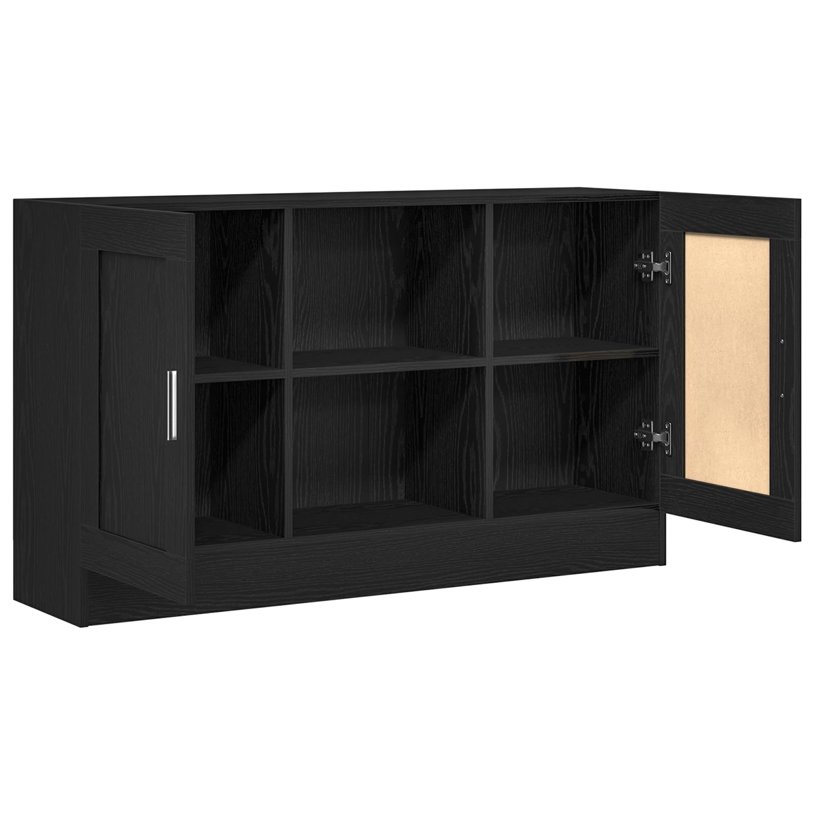 Credenza nera effetto rovere, 120 x 30,5 x 70 cm, comò con 2 ante