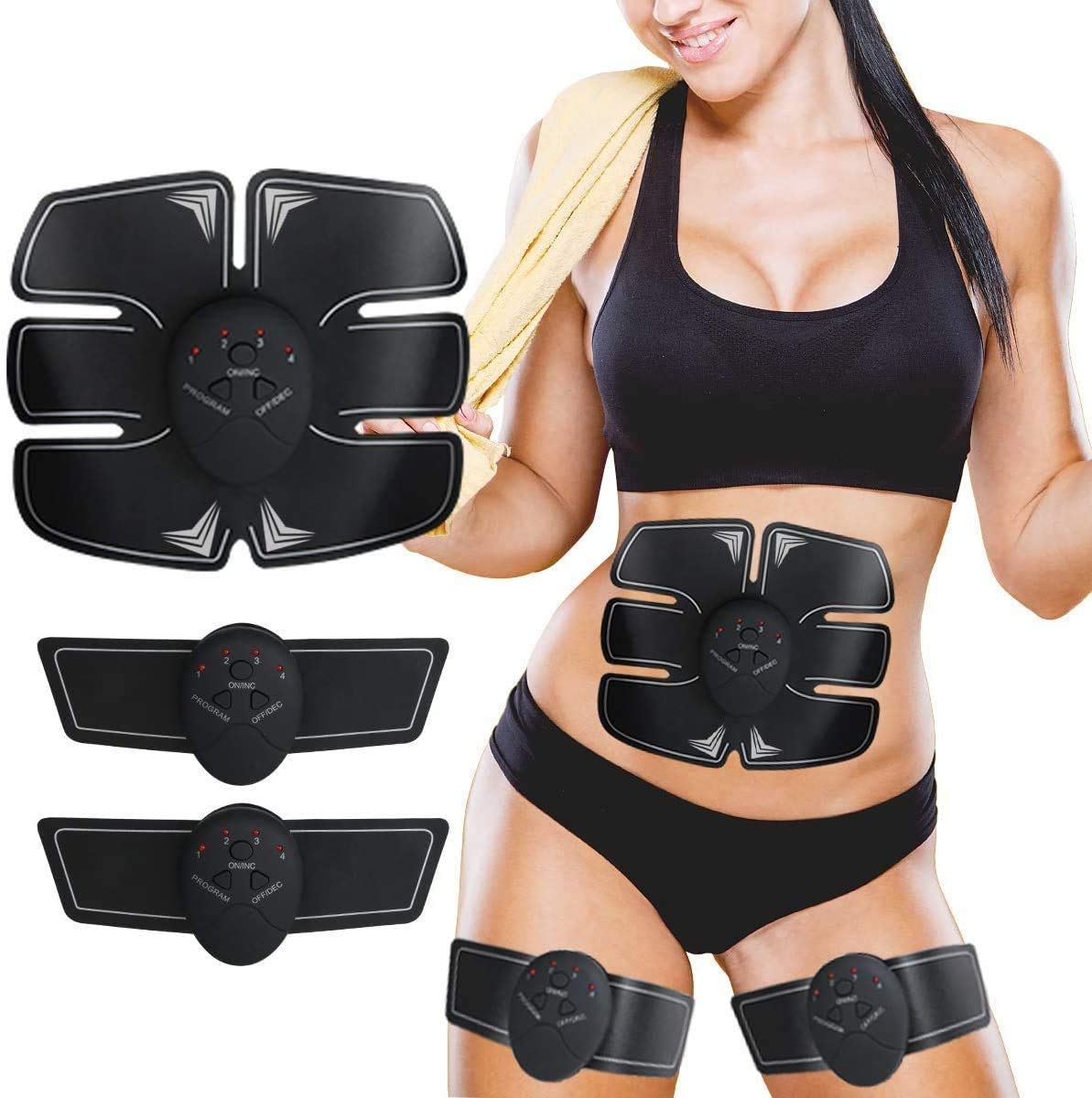 Ceinture abdominale musculaire Stimulateur Abdominal EMS - Électrostimulation Musculaire, 10 Modes & 30 Intensités, Rechargeable USB pour Abdominaux, Bras & Jambes