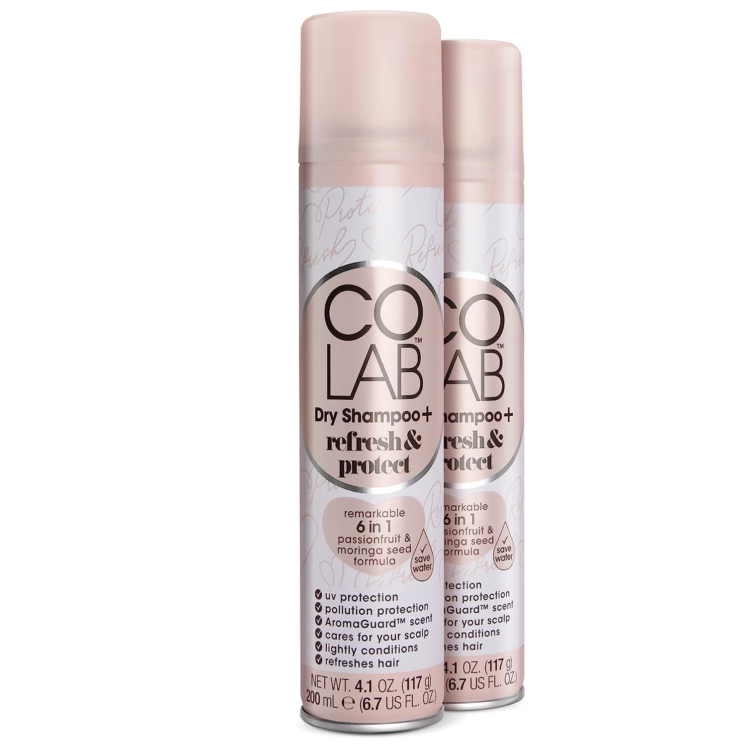 Colab+ - Dry Shampoo, Refresh & Protect, 200Ml, Pack Of 2 - No White Residue, No Fuss, All Hair Types, Fresh Scent
