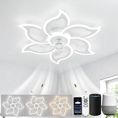 LJX LJX Led-plafondlamp, ventilator, stil, compatibel met Alexa en Google Assistant, 88 cm, DC, plafondventilator met licht en afstandsbediening, 2,4 GHz, wifi, timer, dimbaar, voor woonkamer, wit