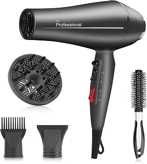 Faszin Professioneller Ionen-Haartrockner, Haartrockner mit Diffusor, leistungsstarker professioneller Haarfon, Triple-L plus widerstandsfähiger Hairdryer (mattgrau)