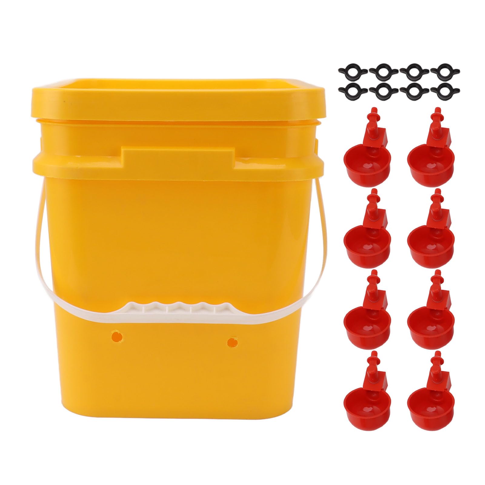 Bebedero Automático para Pollos, Equipo para Beber, Bebedero para Aves de Corral, Ganso, Pato, Barril, Taza para Cría de Pollos, Bebederos (Cubo + Tazón Azul Grande + Tornillos