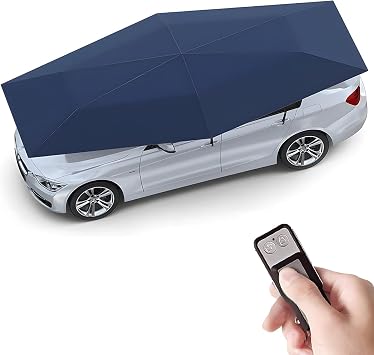 Fully Automatic Car Awning, Remote Control Car Tent, Folded Carport Roof, Insulation Sunscreen Folding Umbrella,Blue5.2m
