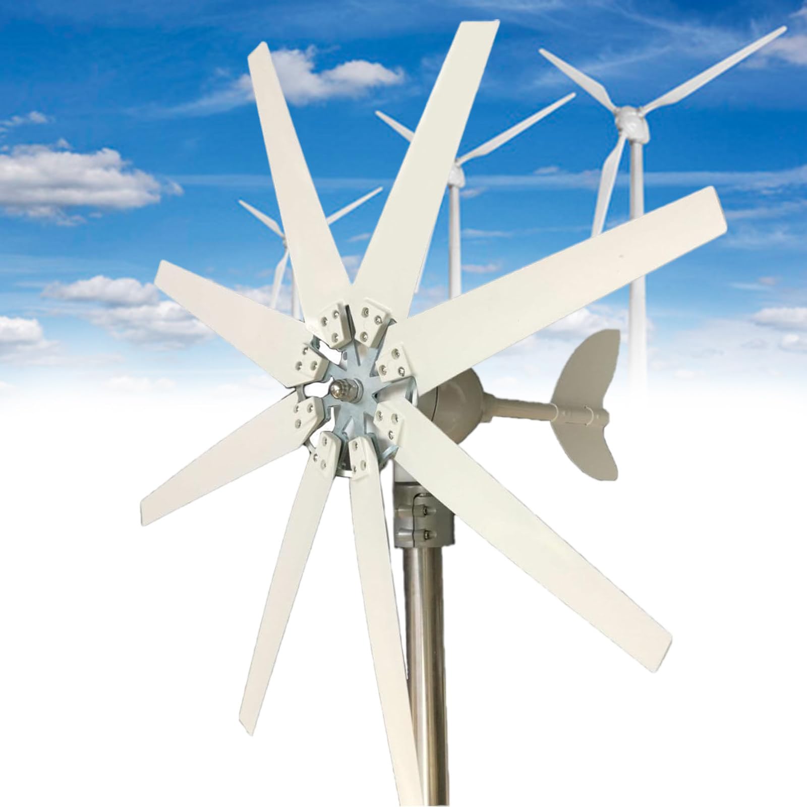 Hybrydowy generator wiatrowo-słoneczny poza siecią 10 000 W 24 V, nowa ulepszona wersja z 8-łopatkowym kontrolerem MPPT do monitorowania domu, łodzi i oświetlenia PU